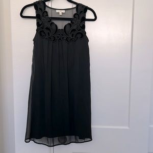 NWOT Love, Fire Black Chiffon Appliqué Sleeveless Mini Dress
